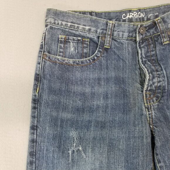 Carbon jeans men's 32x34 regular boot cut retro blue button fly denim pants - Picture 3 of 14